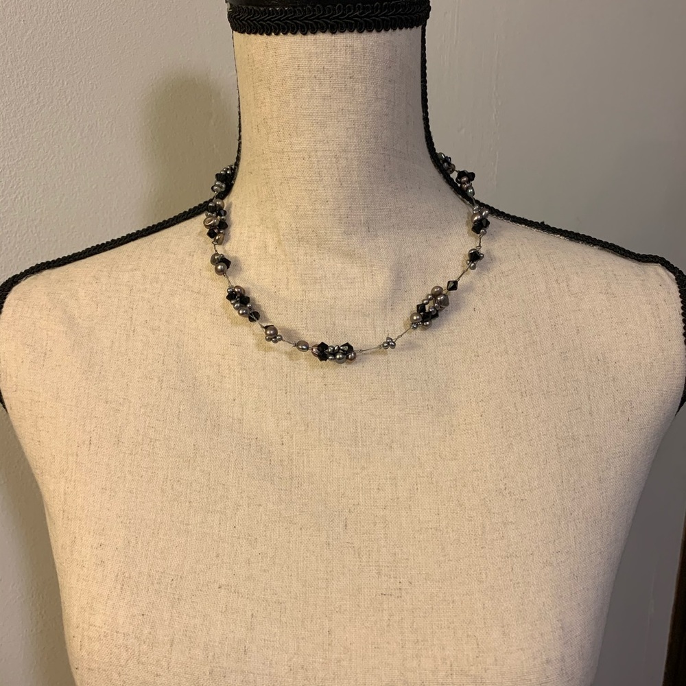 Lia Sophia Necklace Black Gray Silver - Picture 3 of 4